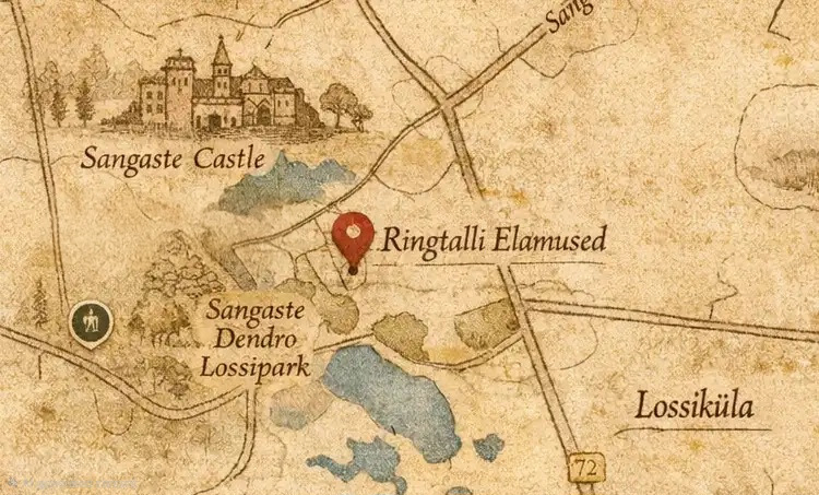 Sangaste Mõisa Ringtall vanaaegsel kaardil